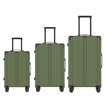 Voyagoux® CLASSIC - 3-delige Duurzame Reiskoffer Set - Olijfgroen | S / M / L