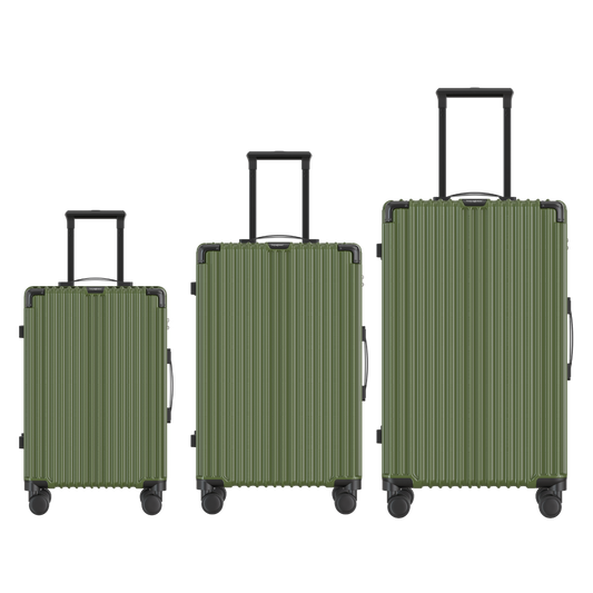 Voyagoux® CLASSIC - 3-delige Duurzame Reiskoffer Set - Olijfgroen | S / M / L