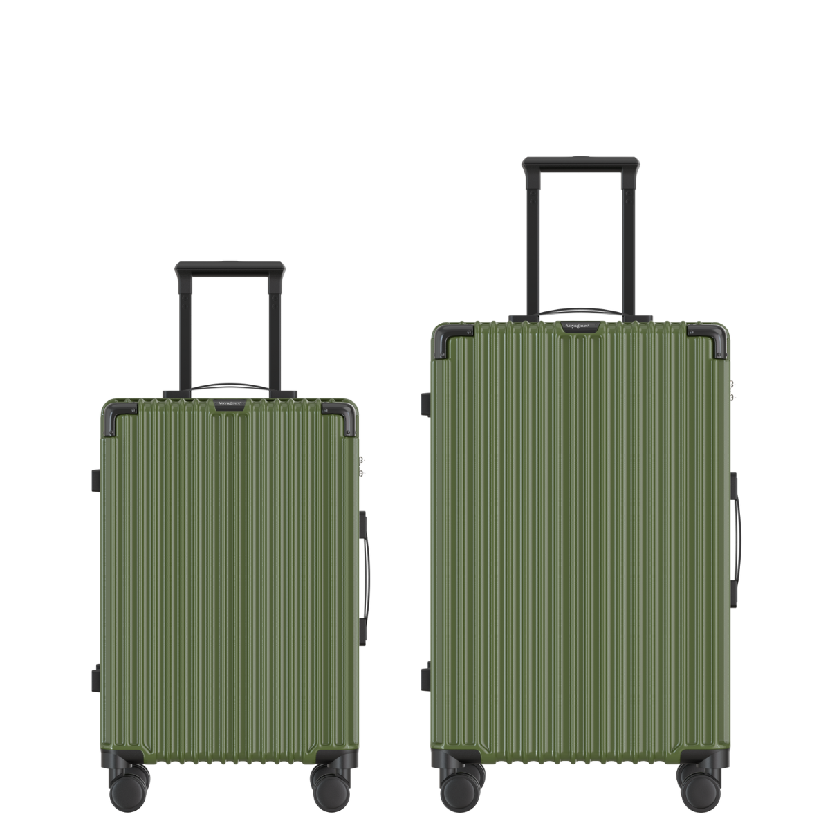 Voyagoux® CLASSIC - 2-delige Duurzame Reiskoffer Set - Olijfgroen | S / M