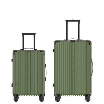 Voyagoux® CLASSIC - 2-delige Duurzame Reiskoffer Set - Olijfgroen | S / M