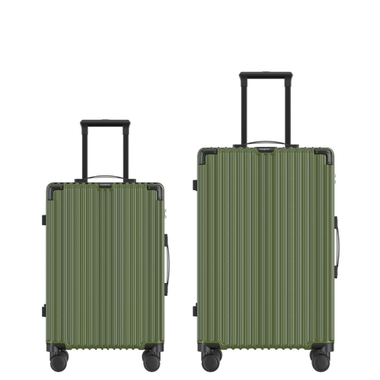 VOYAGOUX - CLASSIC - 2-piece Sustainable Travel Suitcase Set - Olive Green - S / M