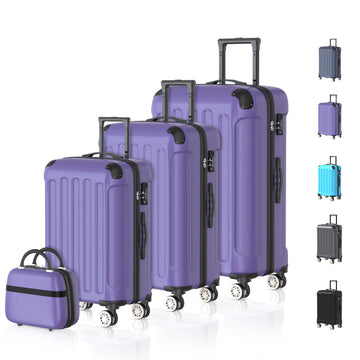 VOYAGOUX - Duurzame 4-delige ABS Reiskoffer Set - Paars - L / M / S / XS