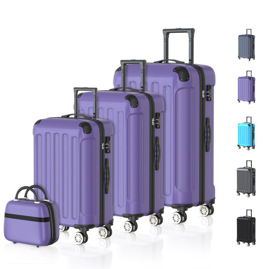 VOYAGOUX - Durable 4-Piece ABS Travel Suitcase Set - Purple - L / M / S / XS