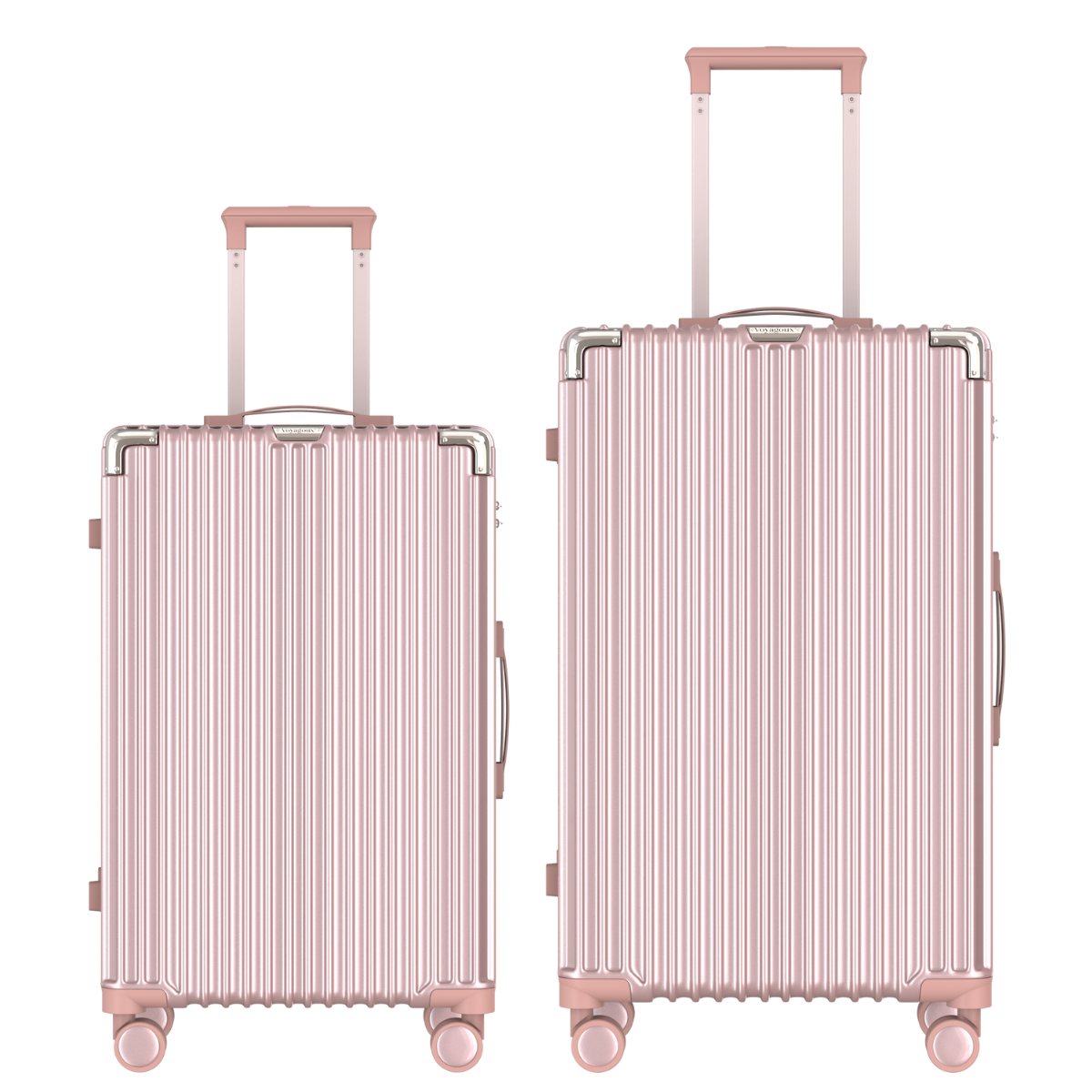 Voyagoux® CLASSIC - 2-delige Duurzame Reiskoffer Set - Rose Gold | M / L