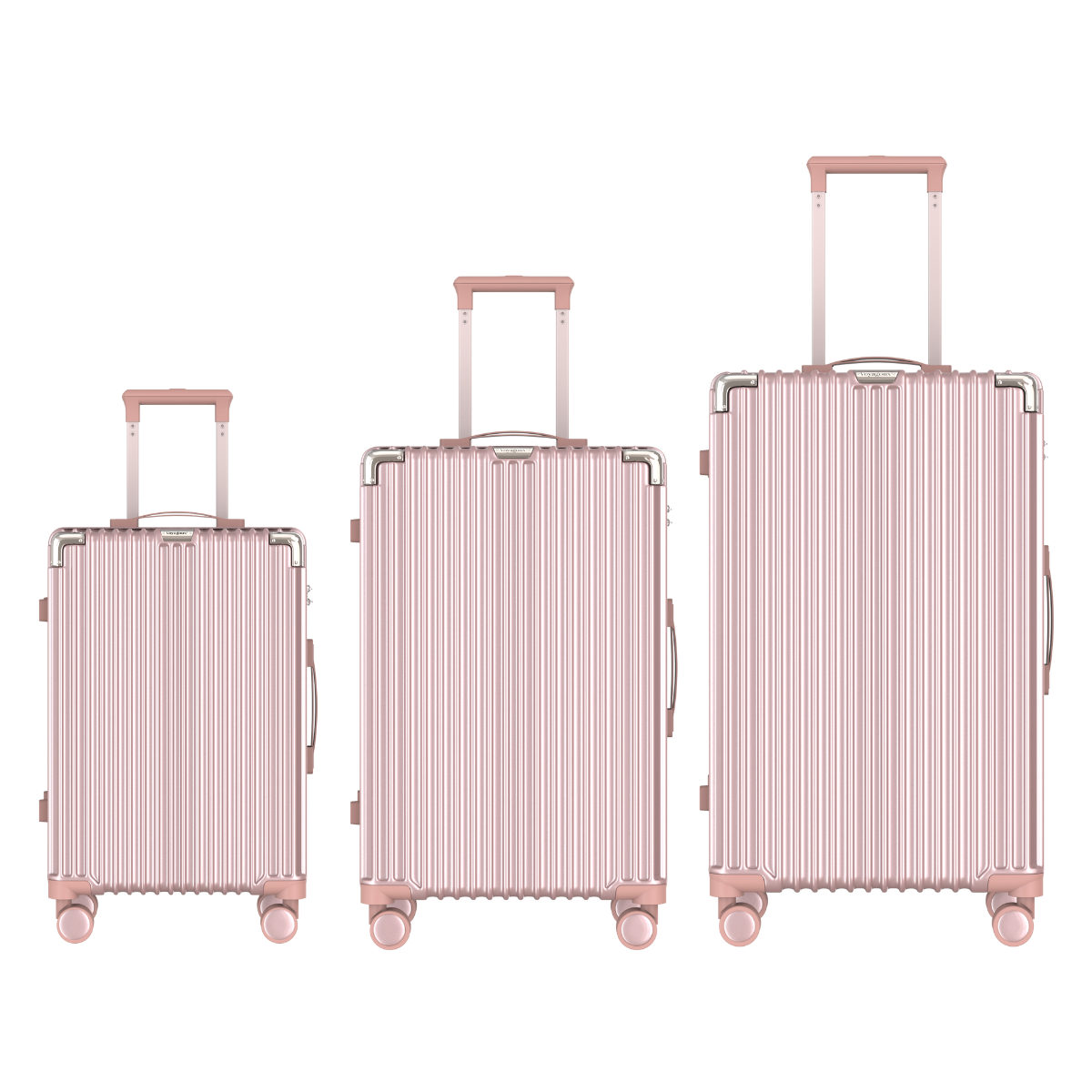 VOYAGOUX - CLASSIC - 3-Piece Durable Travel Suitcase Set - Rose Gold - S / M / L