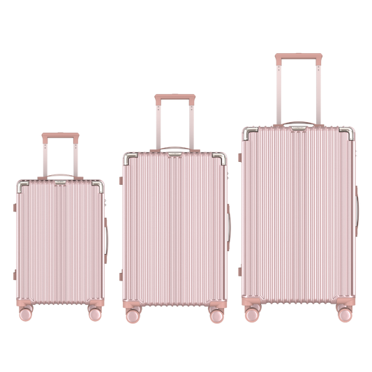 Voyagoux® CLASSIC - 3-delige Duurzame Reiskoffer Set - Rose Gold | S / M / L