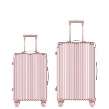 Voyagoux® CLASSIC - 2-delige Duurzame Reiskoffer Set - Rose Gold | S / M