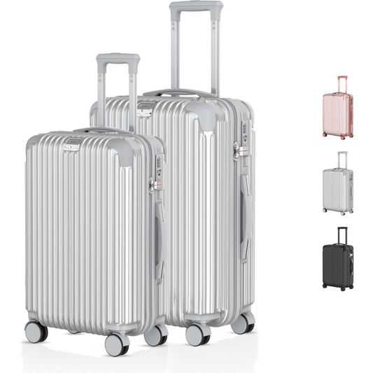 Voyagoux® ESSENTIALS - Sustainable Travel Suitcase Set 2 pieces - Silver - S / M