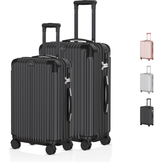 Voyagoux® ESSENTIALS - Sustainable Travel Suitcase Set 2 pieces - Black - S / M