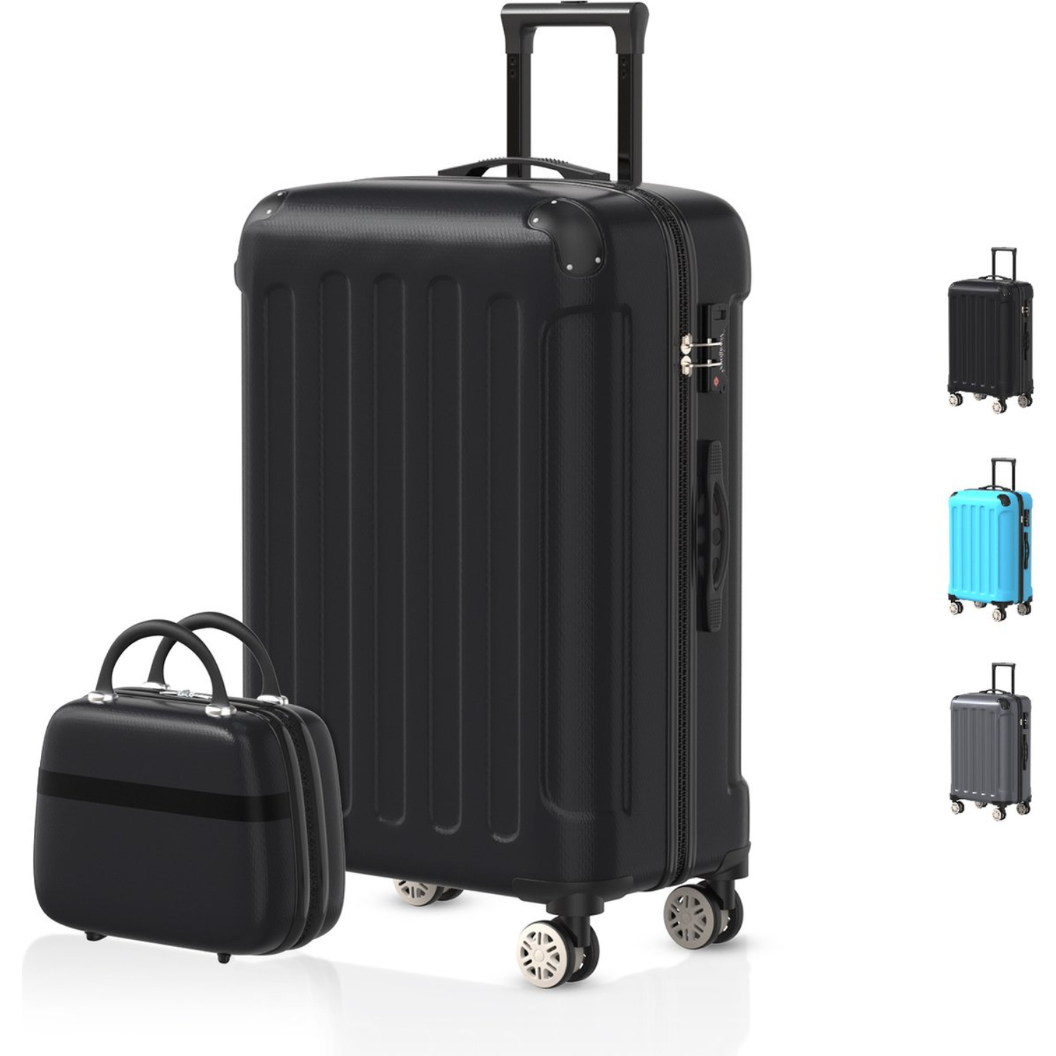 VOYAGOUX - Durable ABS Travel Suitcase Set 2 Pieces - Black - XS / M