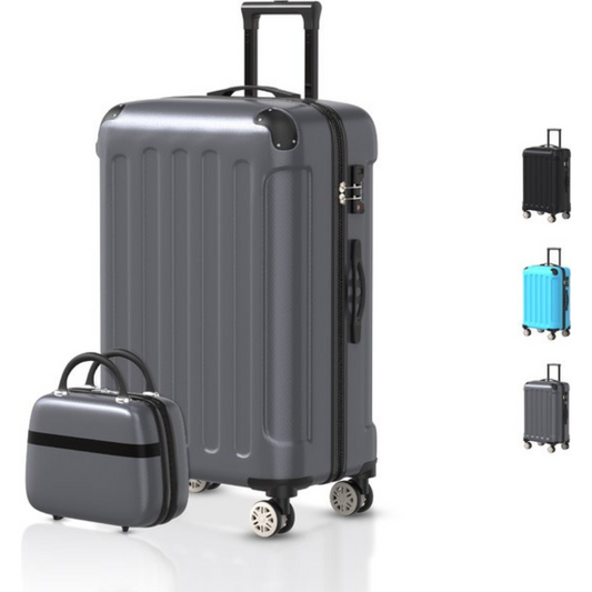 VOYAGOUX - Durable ABS Travel Suitcase Set 2 Pieces - Dark Gray - XS / M