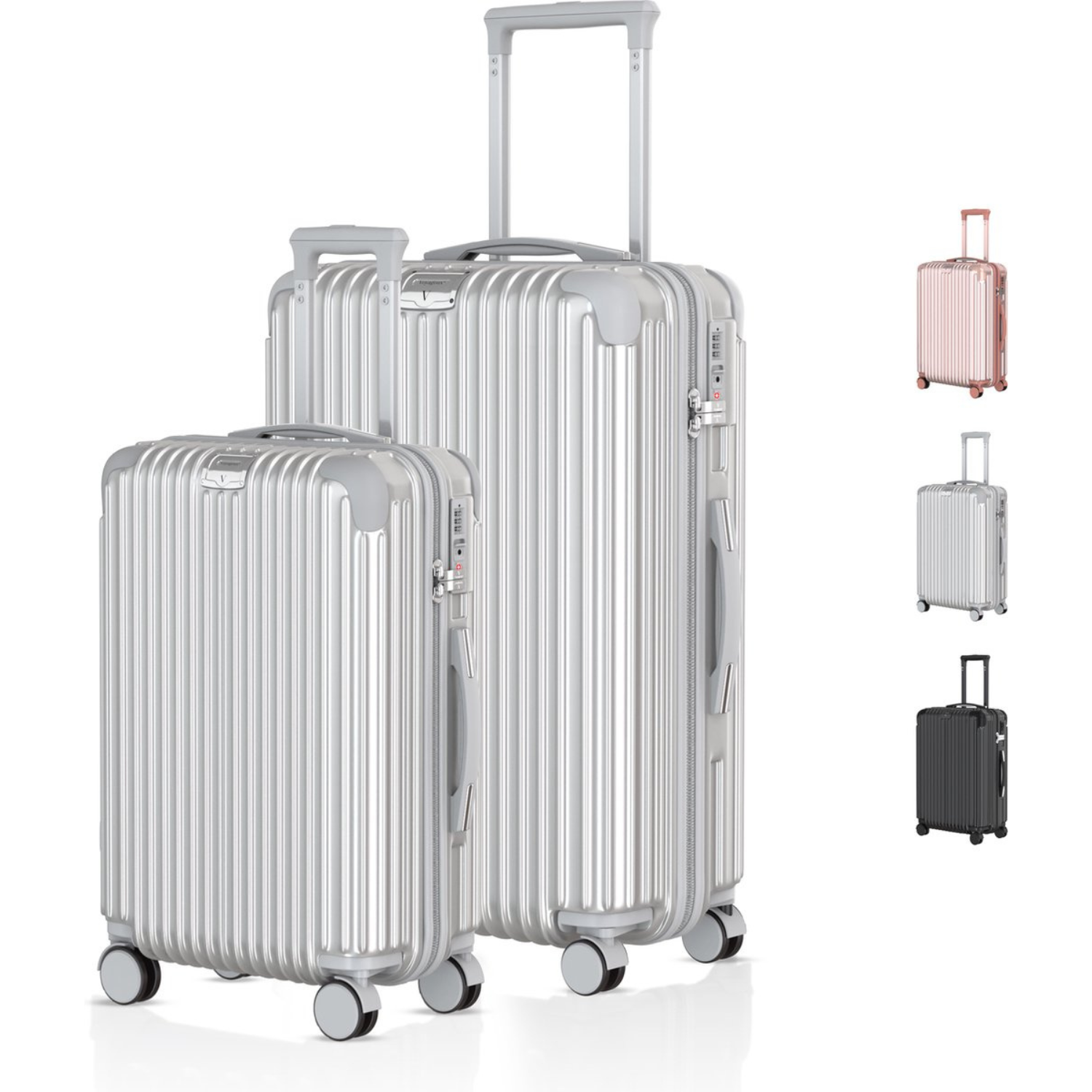 Voyagoux® ESSENTIALS - Sustainable Travel Suitcase Set 2 pieces - Silver - S / L