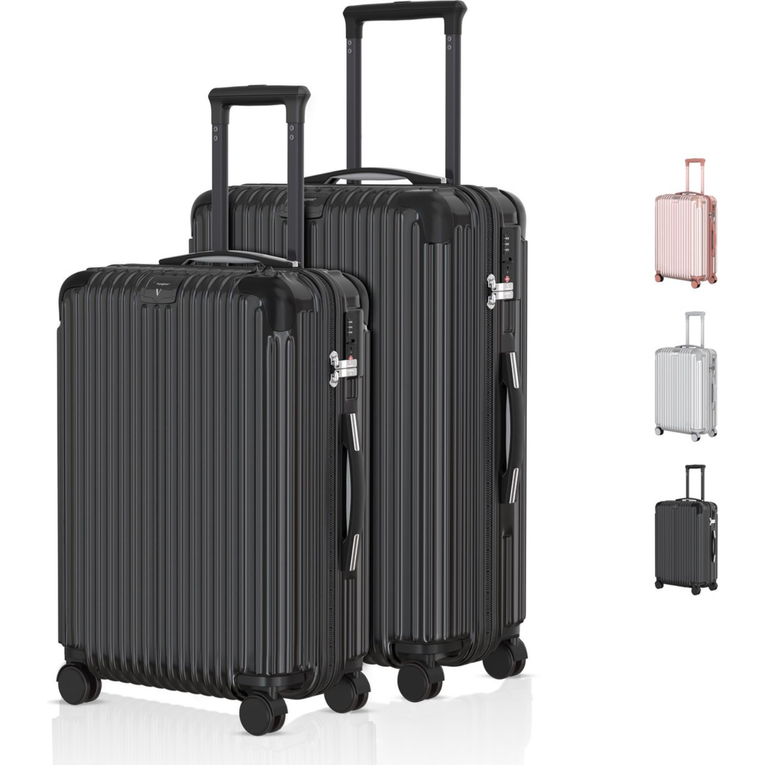 Voyagoux® ESSENTIALS - 2-delige Stijlvolle Reiskoffer Set - Zwart | M / L