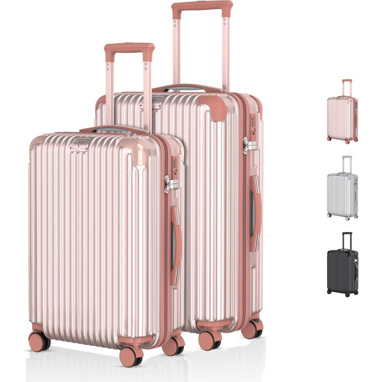 Voyagoux® ESSENTIALS - Sustainable Travel Suitcase Set 2 pieces - Rose Gold - M / L