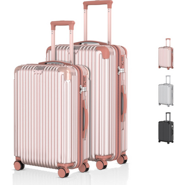 Voyagoux® ESSENTIALS - 2-delige Stijlvolle Reiskoffer Set - Rose Gold | M / L