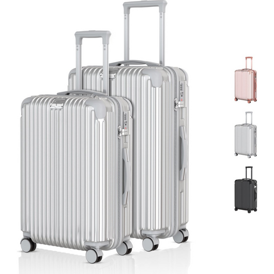 Voyagoux® ESSENTIALS - Sustainable Travel Suitcase Set 2 pieces - Silver - M / L