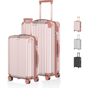 Voyagoux® ESSENTIALS - Sustainable Travel Suitcase Set 2 pieces - Rose Gold - S / L