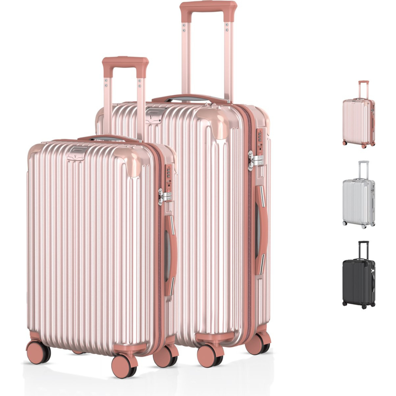 Voyagoux® ESSENTIALS - Sustainable Travel Suitcase Set 2 pieces - Rose Gold - S / M