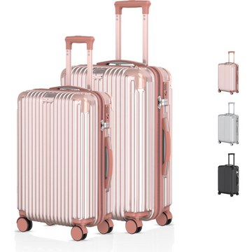 Voyagoux® ESSENTIALS - 2-delige Stijlvolle Reiskoffer Set - Rose Gold | S / M