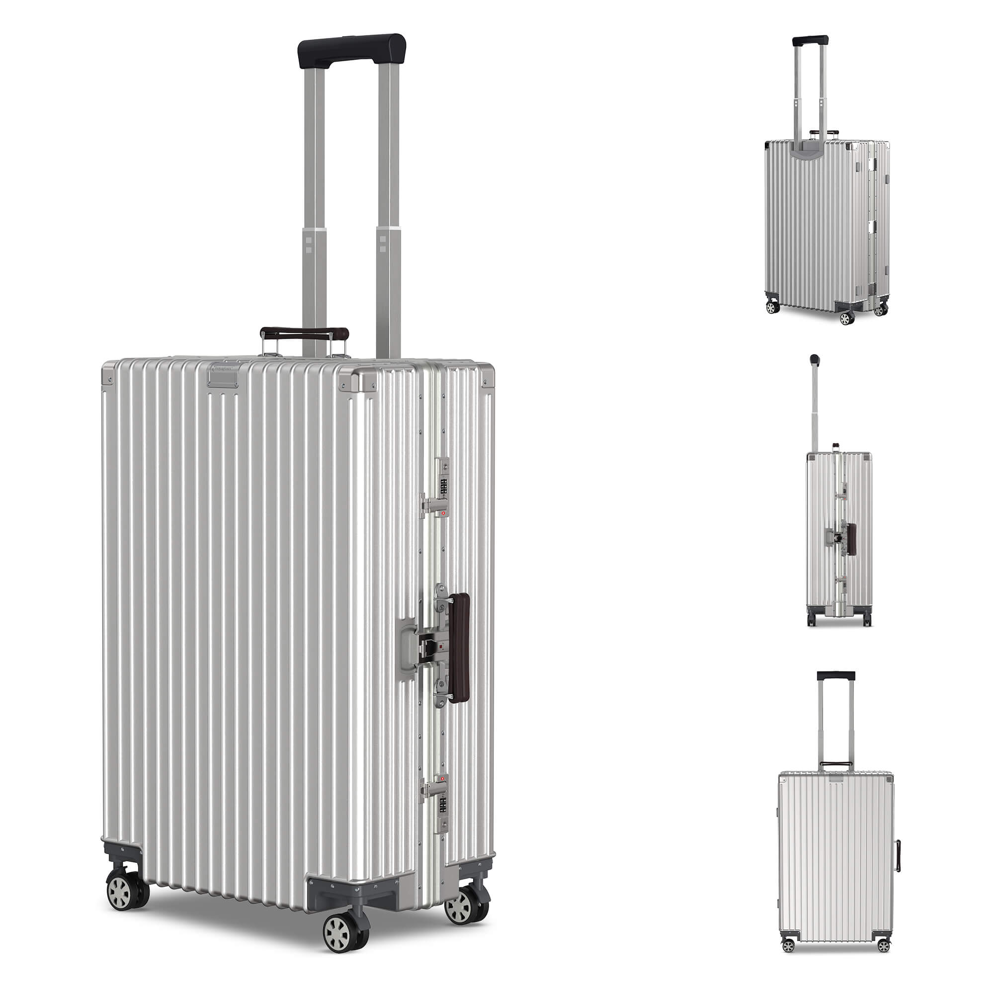 Voyagoux® ICON - Premium Aluminum Suitcase - Silver | 111L, Large (L)