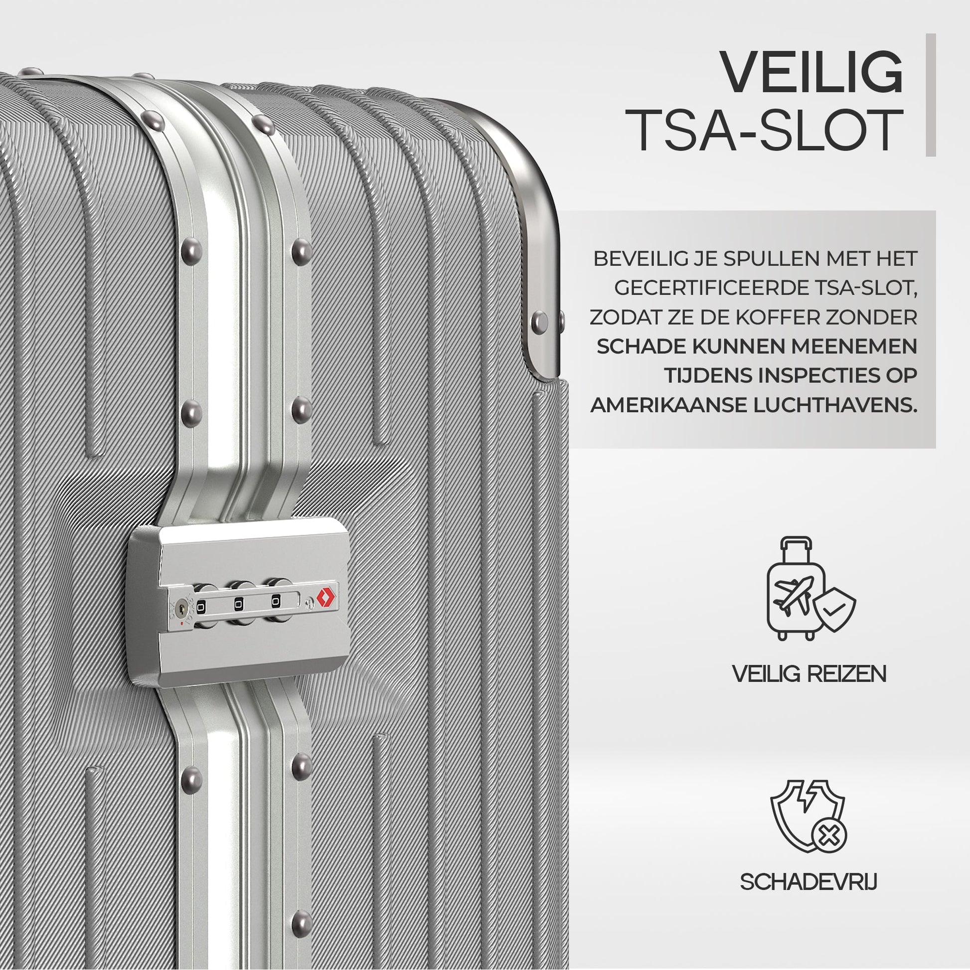 Voyagoux® AEON - 2 - delige Aluminium Reiskoffer Set - Zilver | M / L - Voyagoux