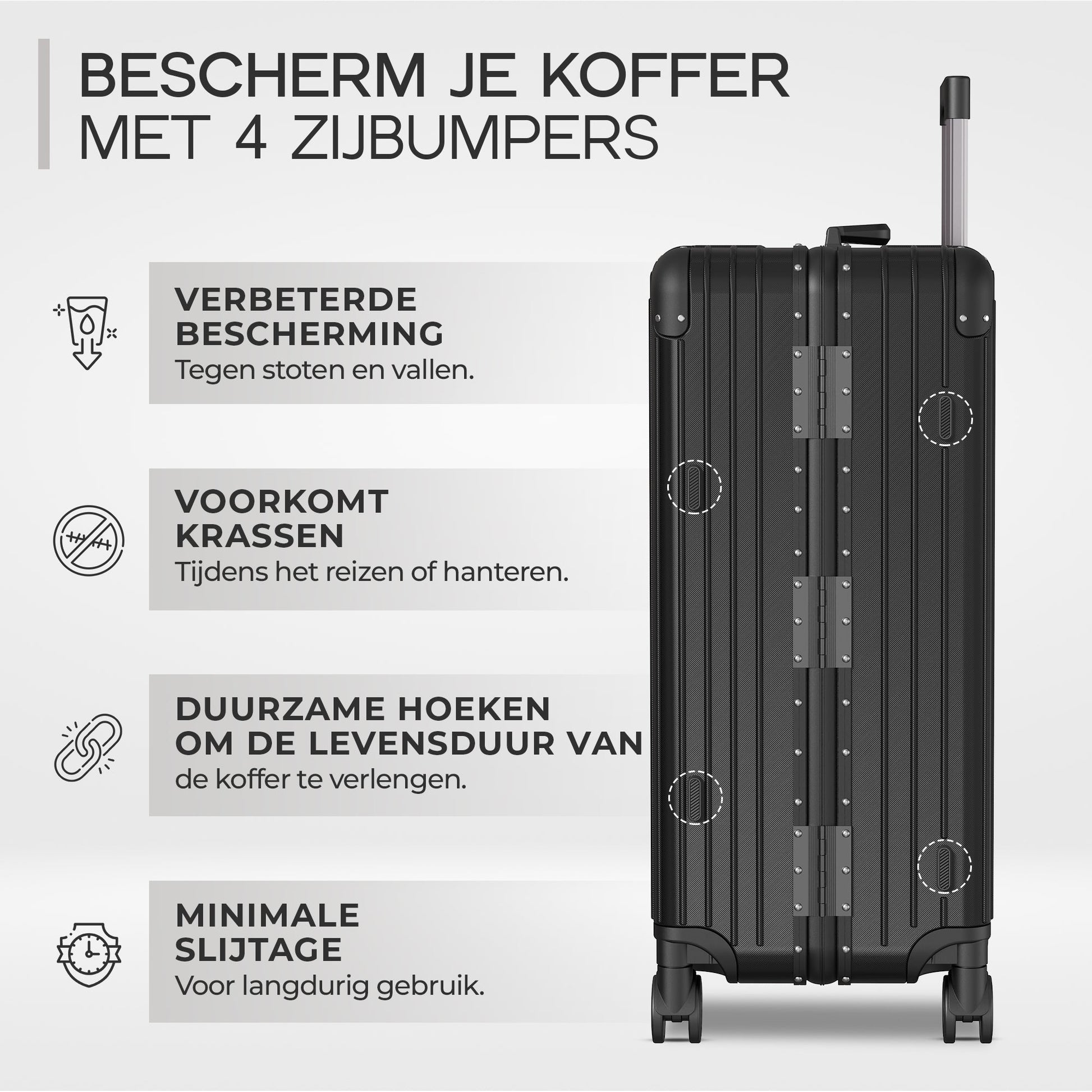 Voyagoux® AEON - 2 - delige Aluminium Reiskoffer Set - Zwart | S / L - Voyagoux