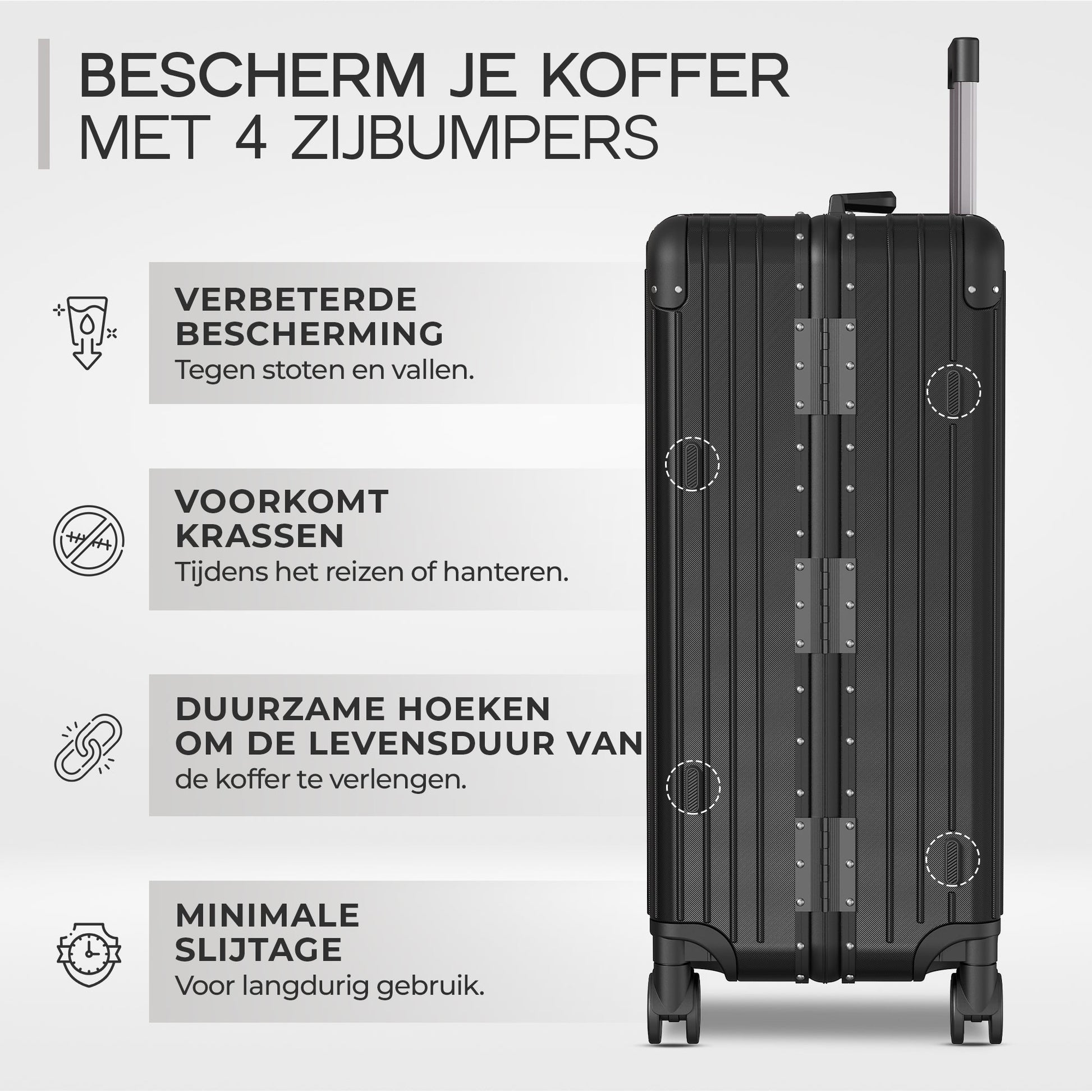 Voyagoux® AEON - 2 - delige Aluminium Reiskoffer Set - Zwart | S / M - Voyagoux