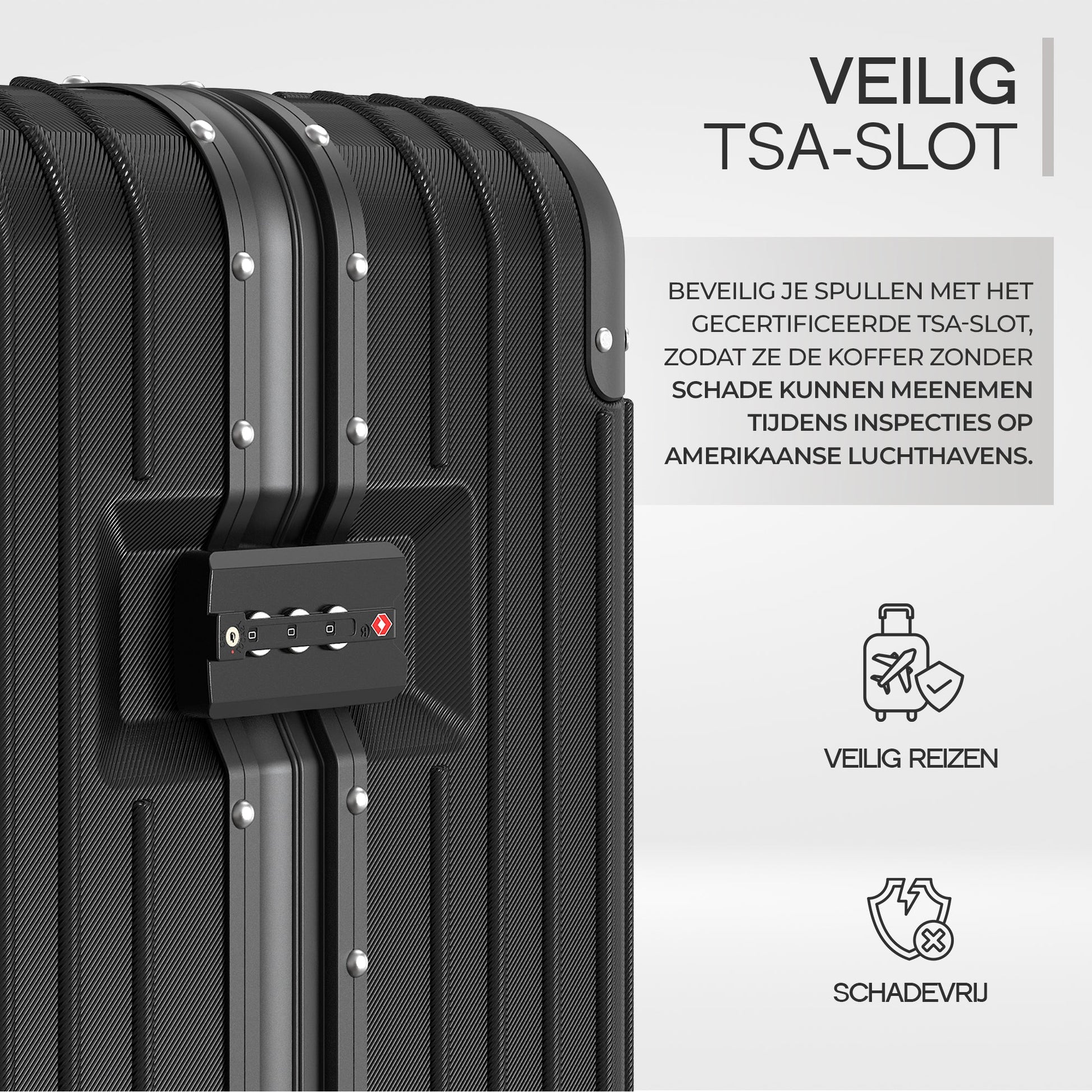 Voyagoux® AEON - 3 - delige Aluminium Reiskoffer Set - Zwart | S / M / L - Voyagoux