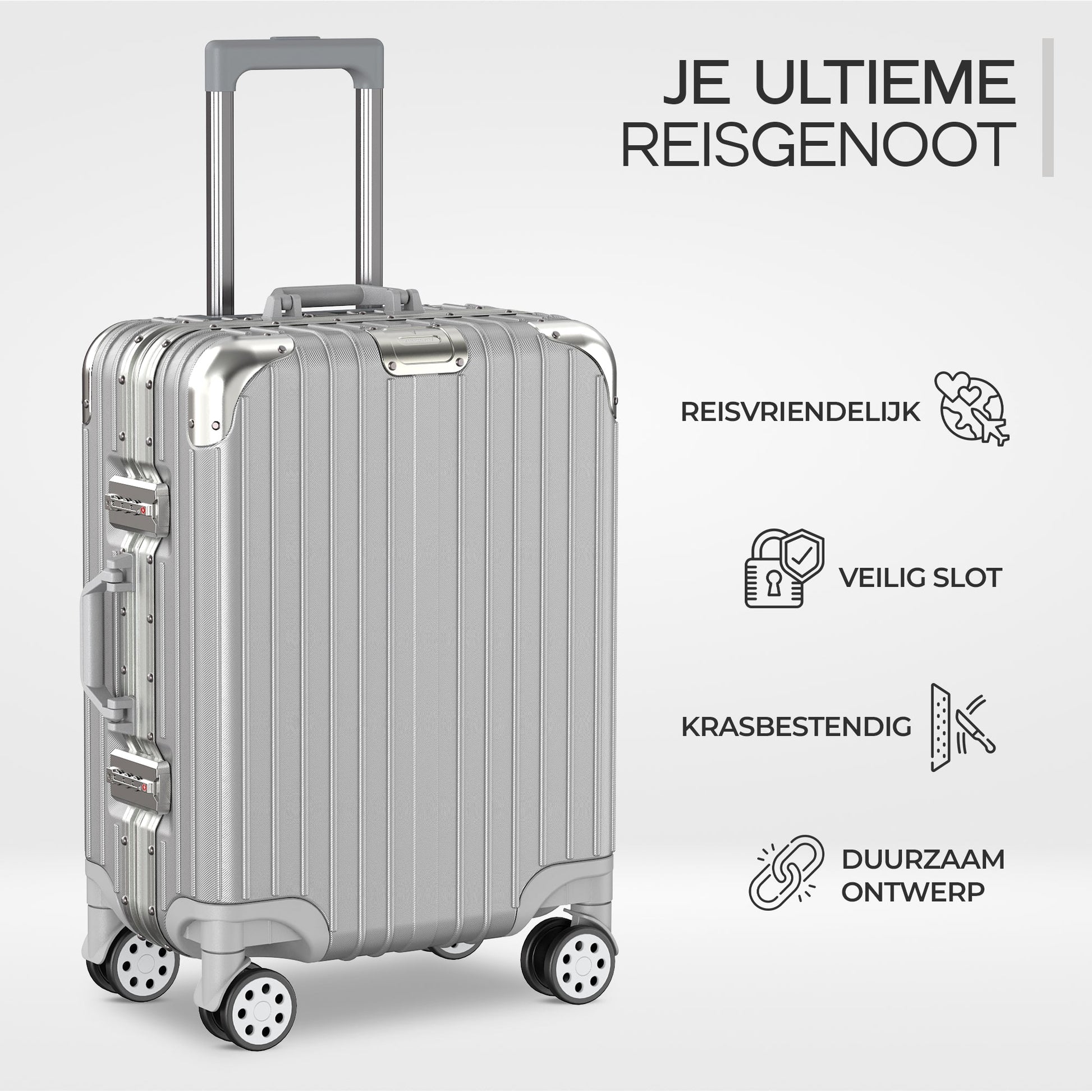 Voyagoux® AEON - Aluminium Reiskoffer - Zilver | 42L, Small (S) - Voyagoux