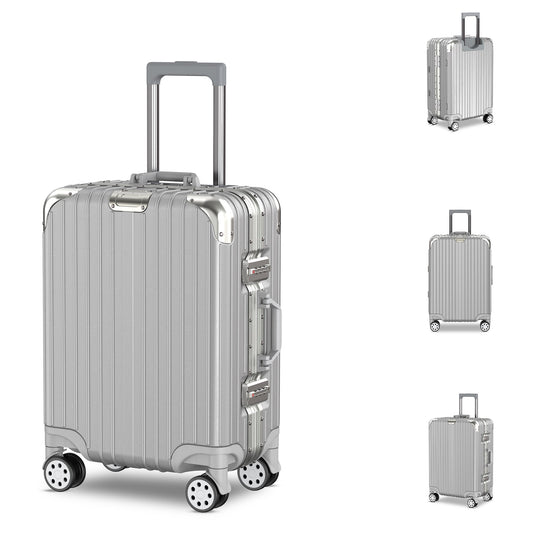 Voyagoux® AEON - Aluminium Reiskoffer - Zilver | 42L, Small (S)