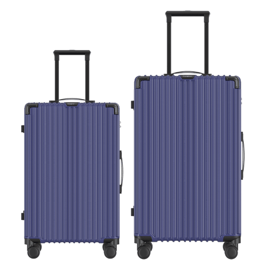 Voyagoux® CLASSIC - 2-delige Duurzame Reiskoffer Set - Donkerblauw | M / L