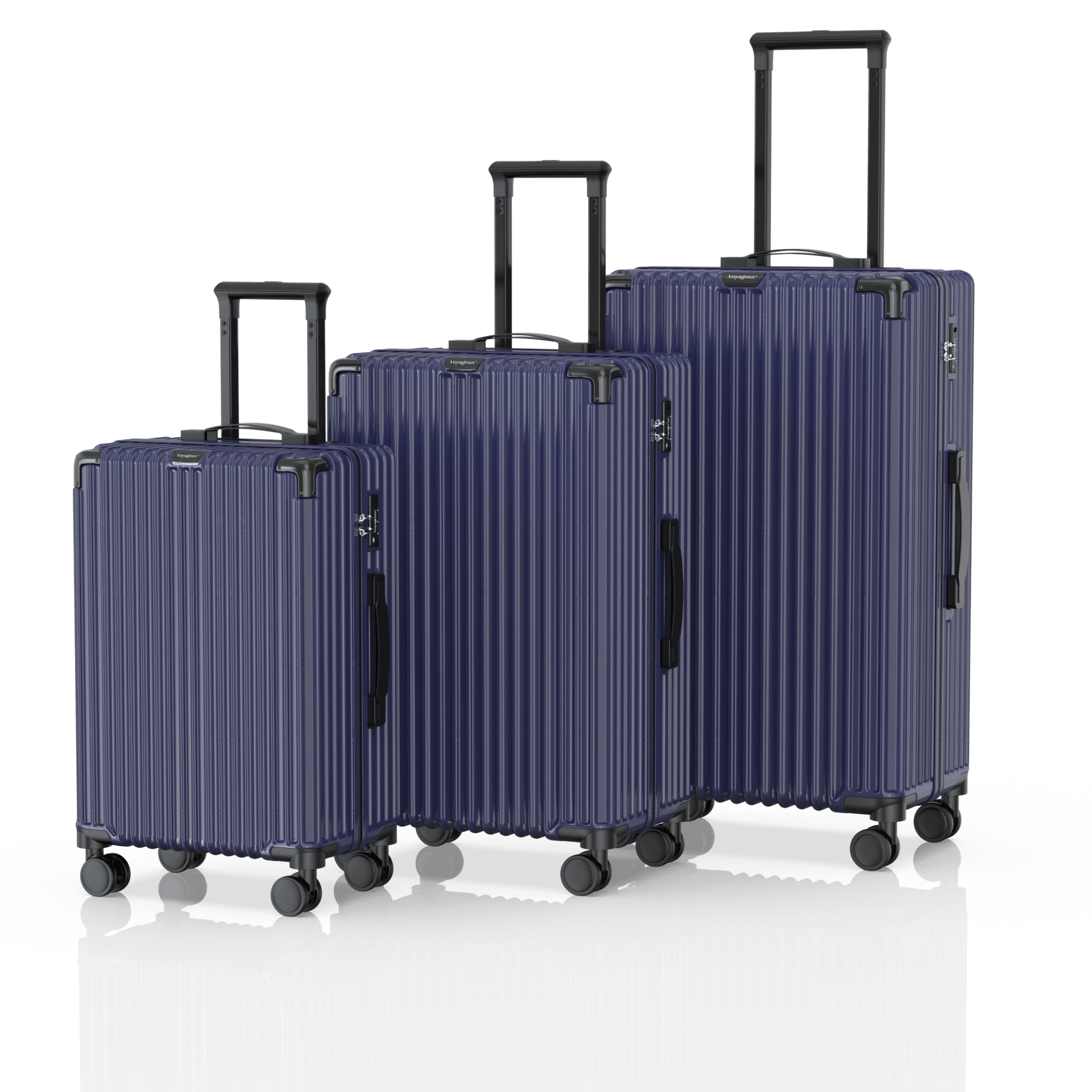 Voyagoux® CLASSIC - 2 - delige Duurzame Reiskoffer Set - Donkerblauw | M / L - Voyagoux