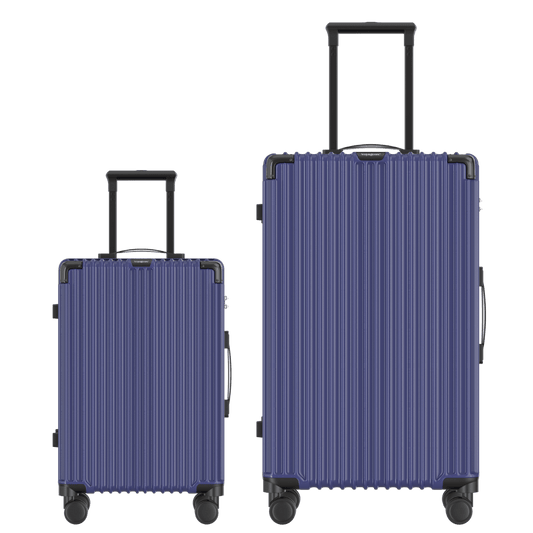 Voyagoux® CLASSIC - 2-delige Duurzame Reiskoffer Set - Donkerblauw | S / L