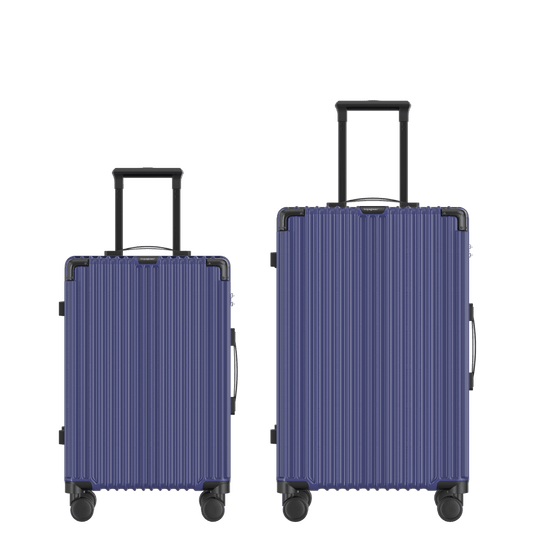 Voyagoux® CLASSIC - 2-delige Duurzame Reiskoffer Set - Donkerblauw | S / M