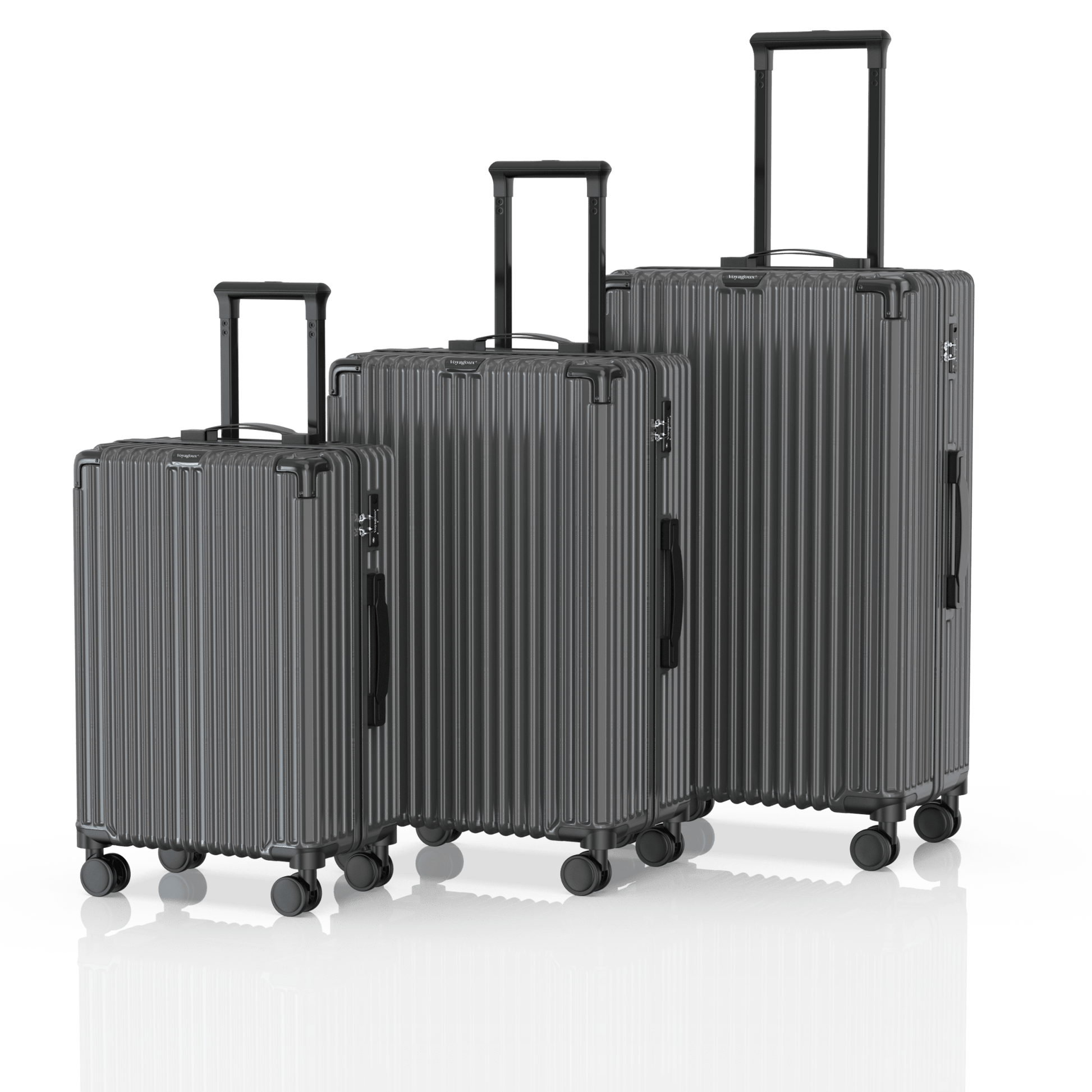 Voyagoux® CLASSIC - 2 - delige Duurzame Reiskoffer Set - Donkergrijs | M / L - Voyagoux