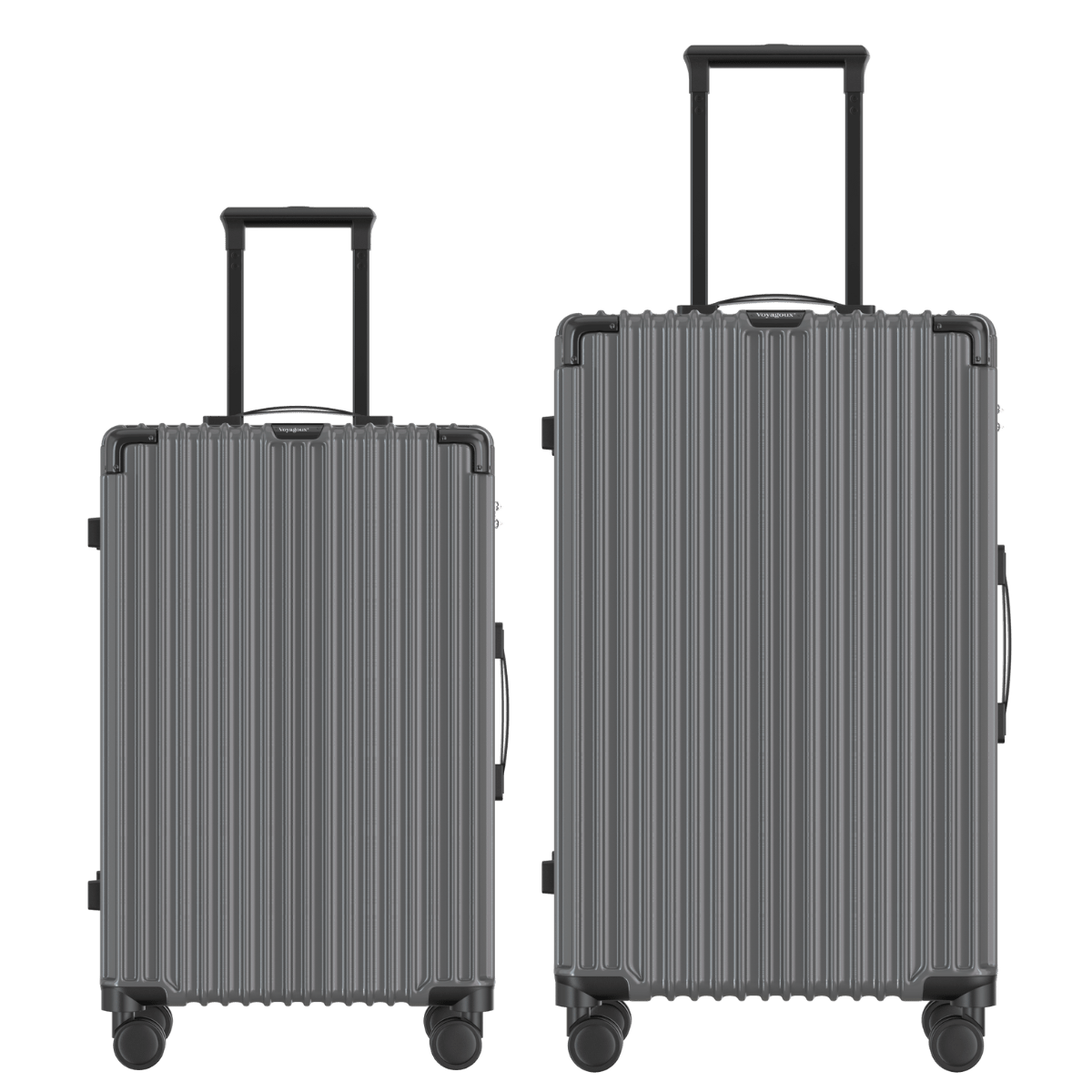 Voyagoux® CLASSIC - 2 - delige Duurzame Reiskoffer Set - Donkergrijs | M / L - Voyagoux