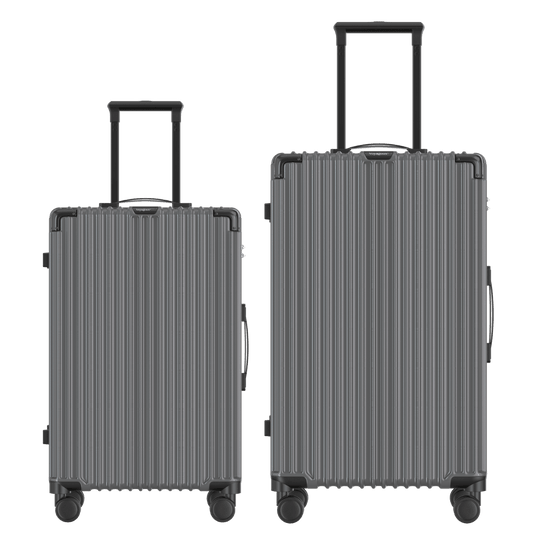 Voyagoux® CLASSIC - 2-delige Duurzame Reiskoffer Set - Donkergrijs | M / L