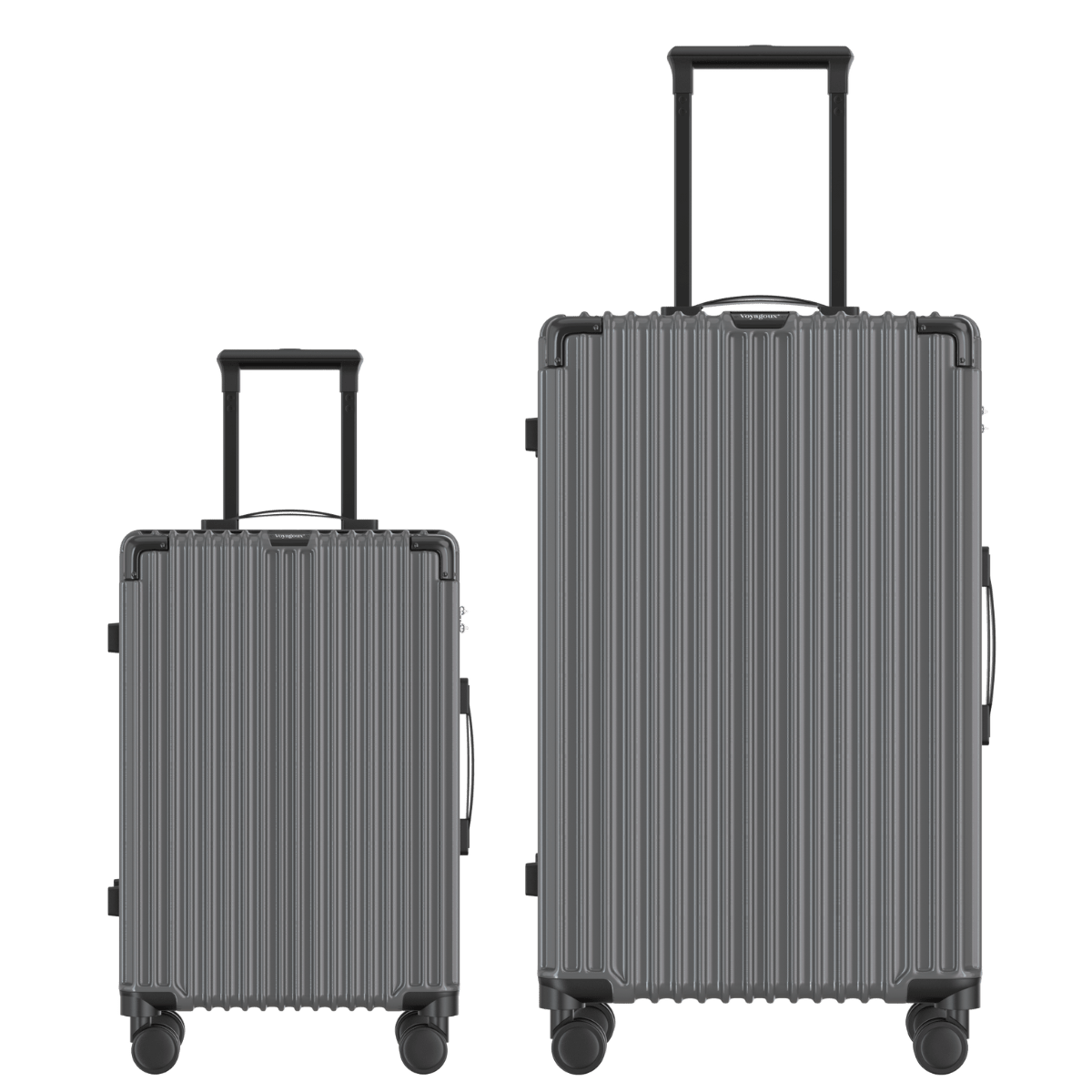 Voyagoux® CLASSIC - 2 - delige Duurzame Reiskoffer Set - Donkergrijs | S / L - Voyagoux