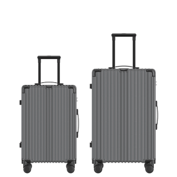 Voyagoux® CLASSIC - 2 - delige Duurzame Reiskoffer Set - Donkergrijs | S / M - Voyagoux