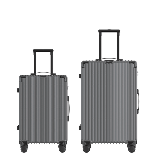 Voyagoux® CLASSIC - 2-delige Duurzame Reiskoffer Set - Donkergrijs | S / M