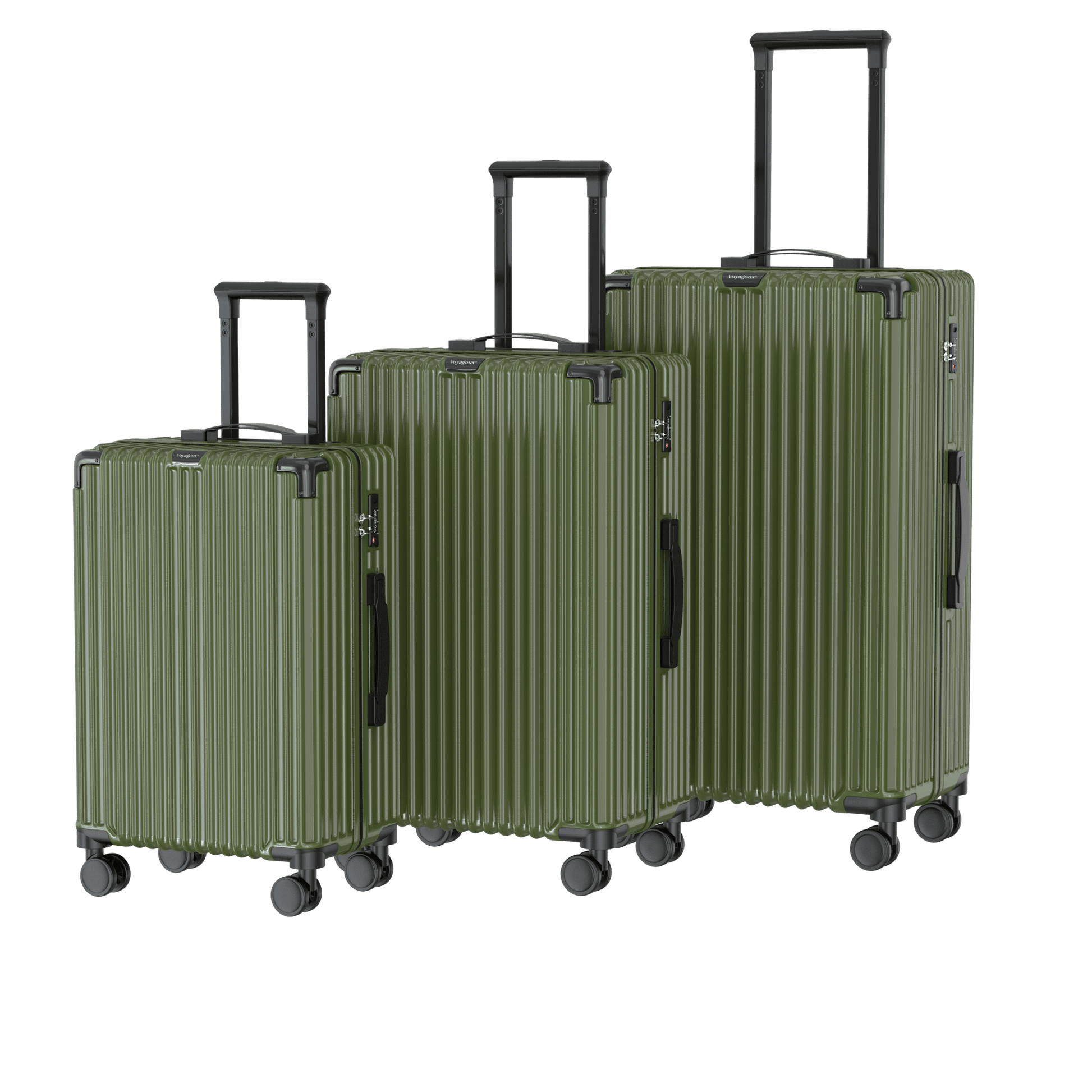 Voyagoux® CLASSIC - 2 - delige Duurzame Reiskoffer Set - Olijfgroen | M / L - Voyagoux