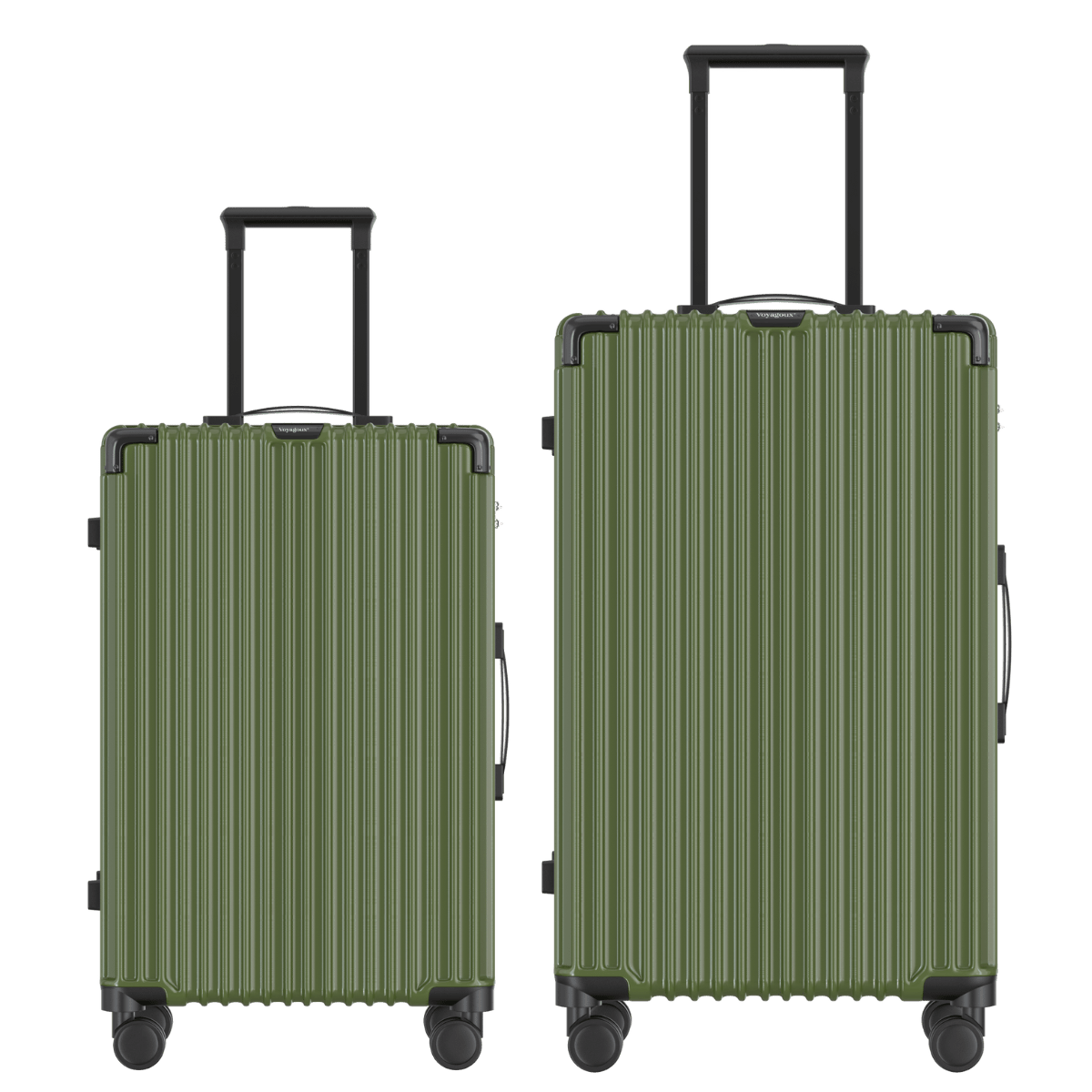 Voyagoux® CLASSIC - 2 - delige Duurzame Reiskoffer Set - Olijfgroen | M / L - Voyagoux