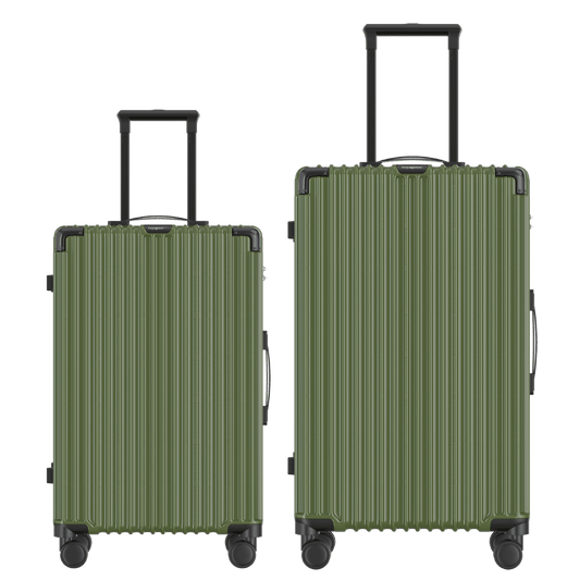 Voyagoux® CLASSIC - 2-delige Duurzame Reiskoffer Set - Olijfgroen | M / L