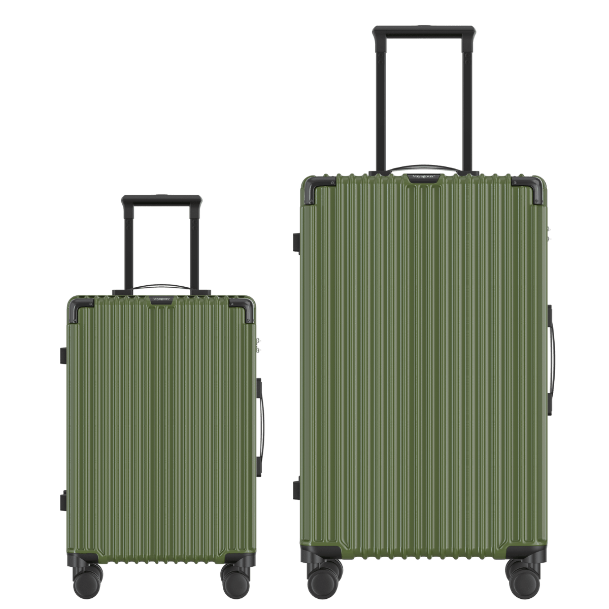 Voyagoux® CLASSIC - 2 - delige Duurzame Reiskoffer Set - Olijfgroen | S / L - Voyagoux