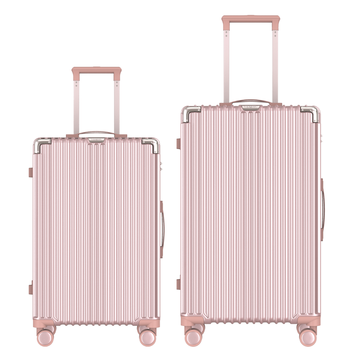 Voyagoux® CLASSIC - 2 - delige Duurzame Reiskoffer Set - Rose Gold | M / L - Voyagoux