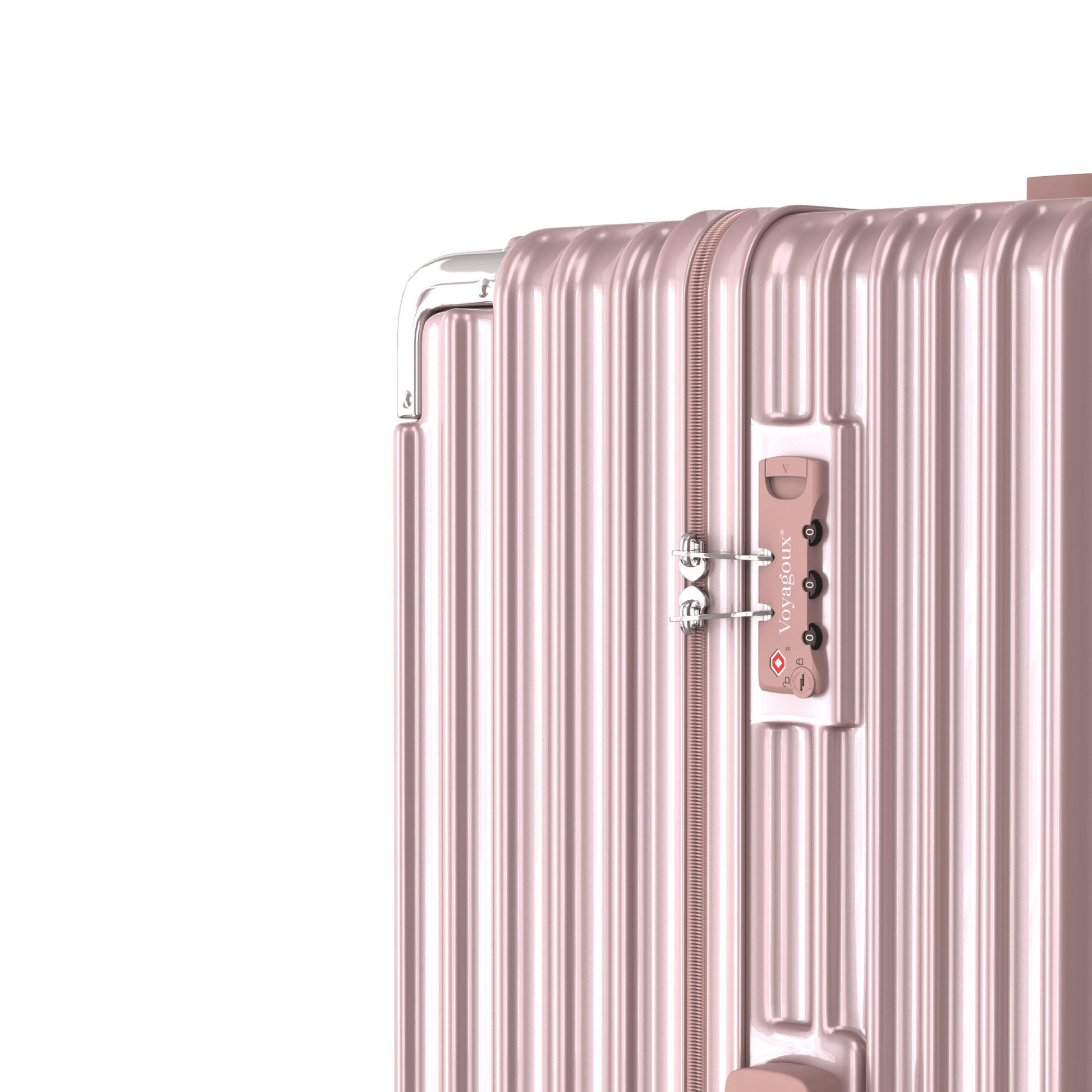 Voyagoux® CLASSIC - 2 - delige Duurzame Reiskoffer Set - Rose Gold | M / L - Voyagoux