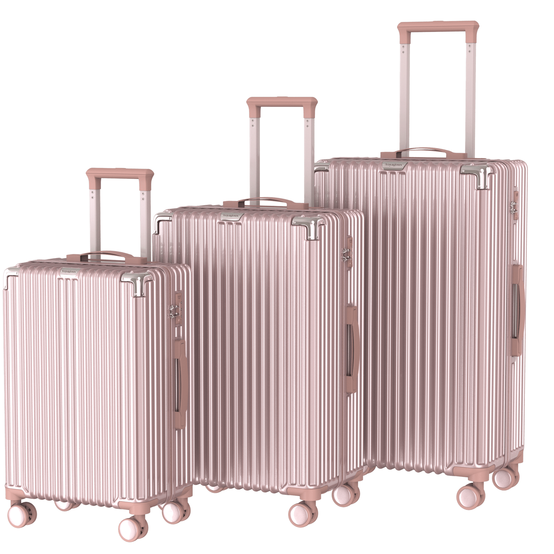 Voyagoux® CLASSIC - 2 - delige Duurzame Reiskoffer Set - Rose Gold | M / L - Voyagoux