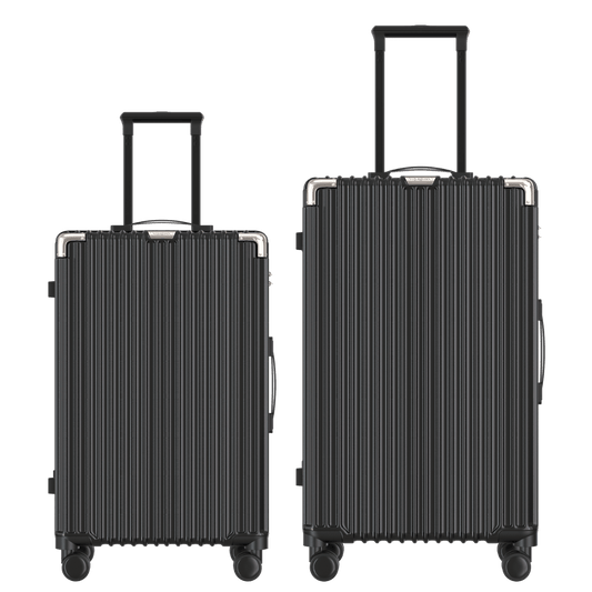 Voyagoux® CLASSIC - 2-delige Duurzame Reiskoffer Set - Zwart | M / L