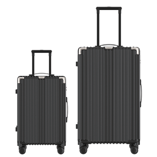 Voyagoux® CLASSIC - 2-delige Duurzame Reiskoffer Set - Zwart | S / L