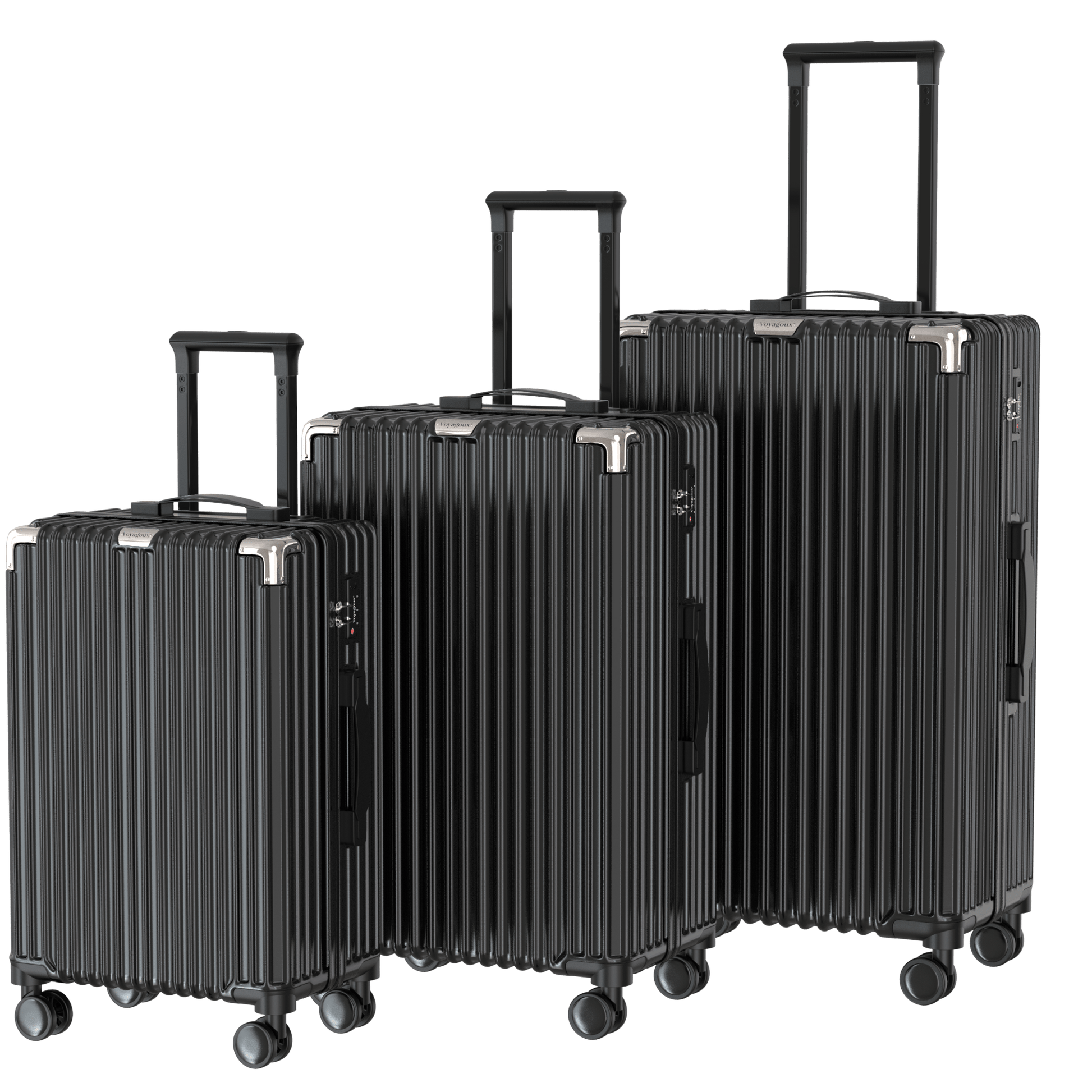 Voyagoux® CLASSIC - 2 - delige Duurzame Reiskoffer Set - Zwart | S / M - Voyagoux